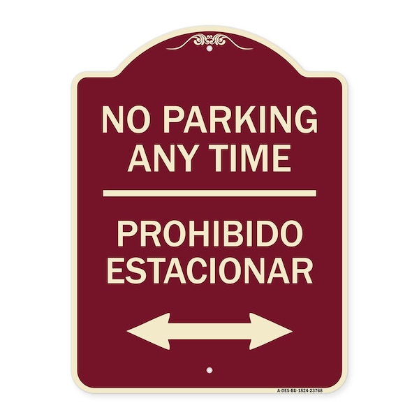 Signmission No Parking Anytime Prohibido Estacionar Heavy-Gauge Aluminum Sign, 24" x 18", BU-1824-23768 A-DES-BU-1824-23768 - main